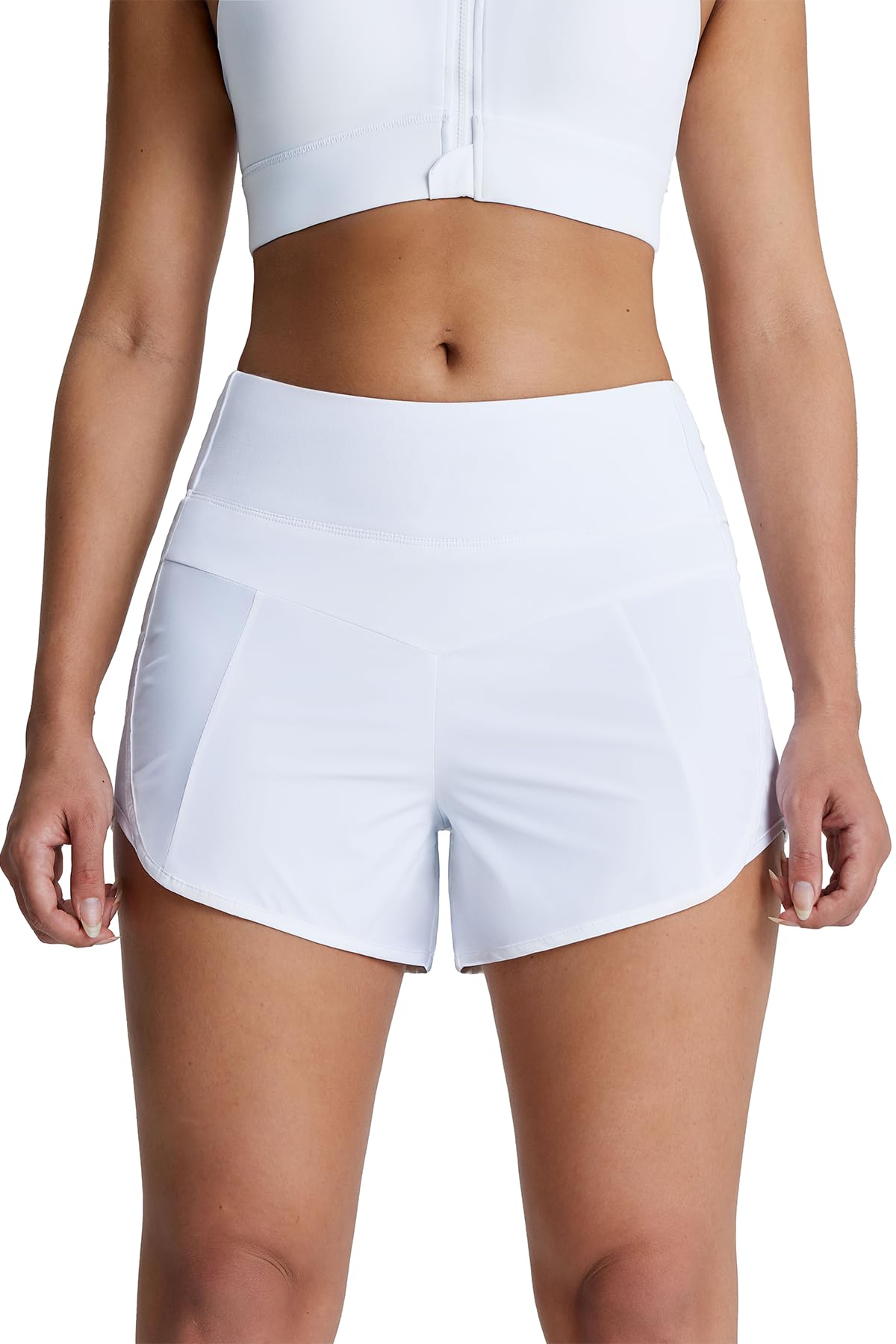 Tough Mode Sport-Shorts für Damen, Fitness-Shorts, elastisch, Laufen, Sport, Workout, Yoga, ultraweiche Shorts mit Reißverschlusstasche