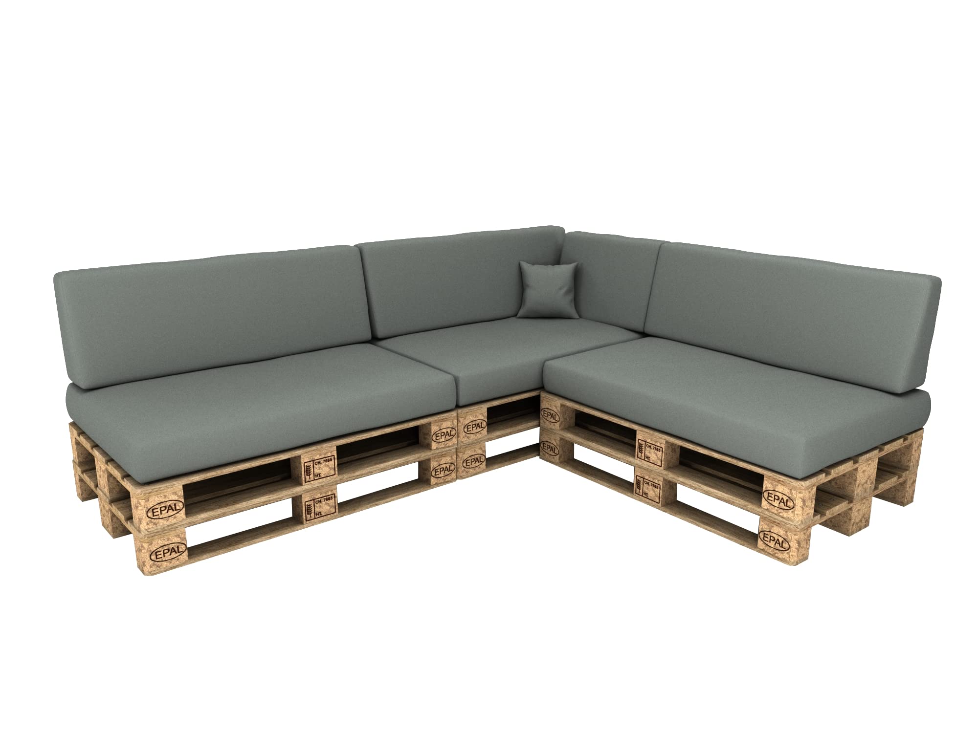 POKAR Euro Pallet Seating Set of 2: 1x seat cushion 120x80cm + 1x back cushion 120x40cm, cold foam, removable covers, Home Garden Furniture DIY, indoor outdoor pillow, without pallets, Beige — view 80
