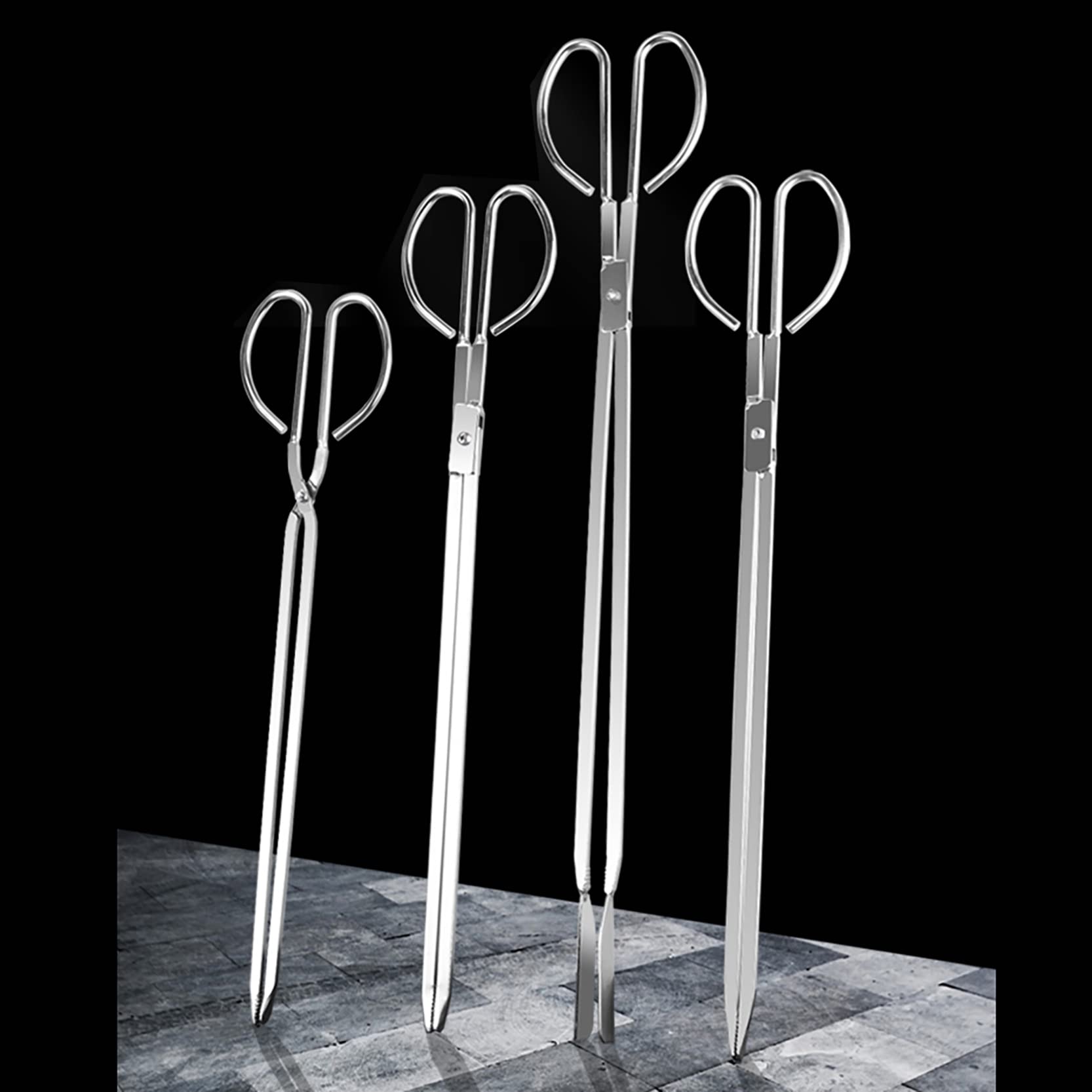 Pinze a forbice extra lunghe 60 cm, clip per rifiuti in acciaio inossidabile con manico lungo, grandi dimensioni, pinza per legna da ardere, strumenti per raccogliere carbone esteso