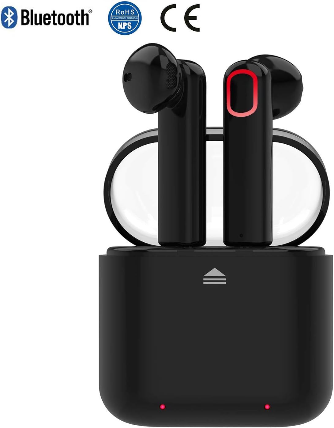 Cordless Headphone Bluetooth Earbuds Wireless Headset Headphones Invisible Cordless Rechargeable Earpiece for Laptop Smartphone Tablet Gaming Office Outdoor Voyager with HiFi 3D Stereo Sound (Black)