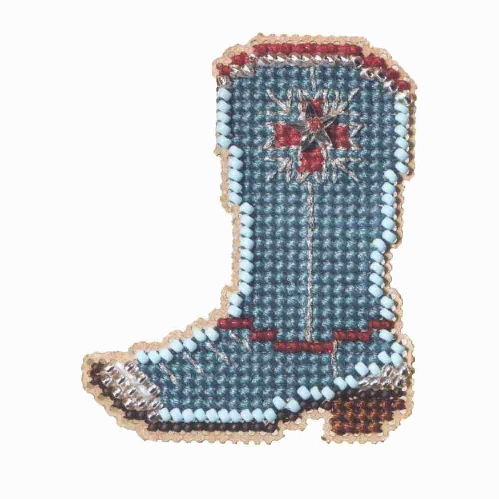 Western Boot Beaded Counted Cross Stitch Ornament Kit Mill Hill 2007 Spring Bouquet MH18-7106