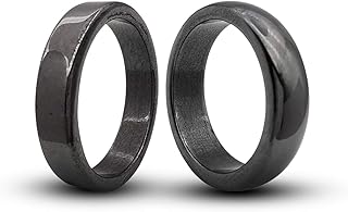 فوتملي خواتم هيماتايت اصلية للنساء والرجال، خاتم من حجر الهيماتيت الاسود، توازن القلق جذور الشاكرا تمتص الطاقة السلبية، هدايا مجوهرات تناسب مقاس 7-10،