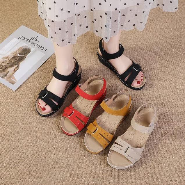 Sandals Women's Sandals Wedge Heel Thick Sole Large Sandals Sandal(D,38)2