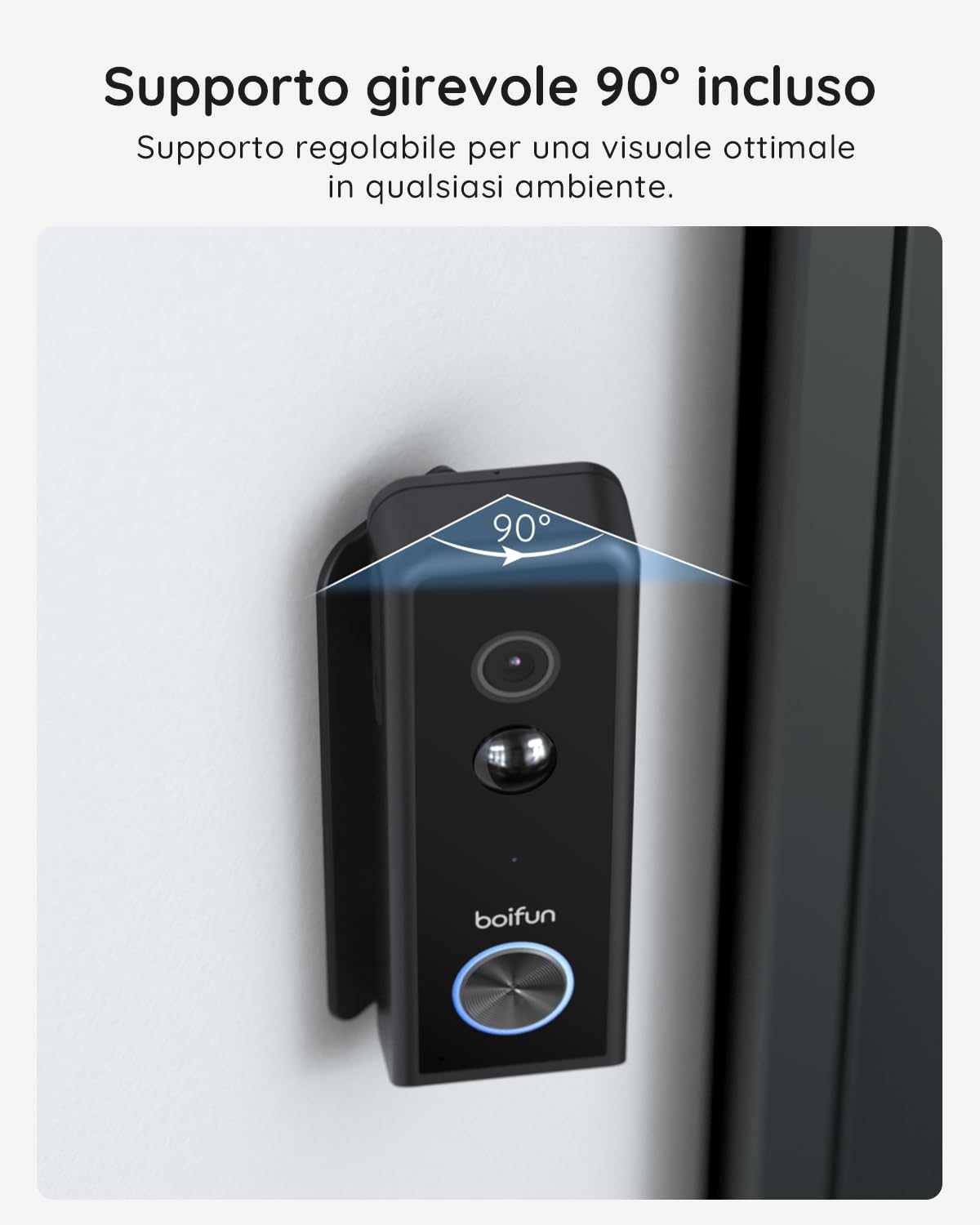 BOIFUN Caméras de sécurité sans fil 2K Full HD alimentées par câble ou batterie avec détection de personnes, vision nocturne en couleur, batterie rechargeable