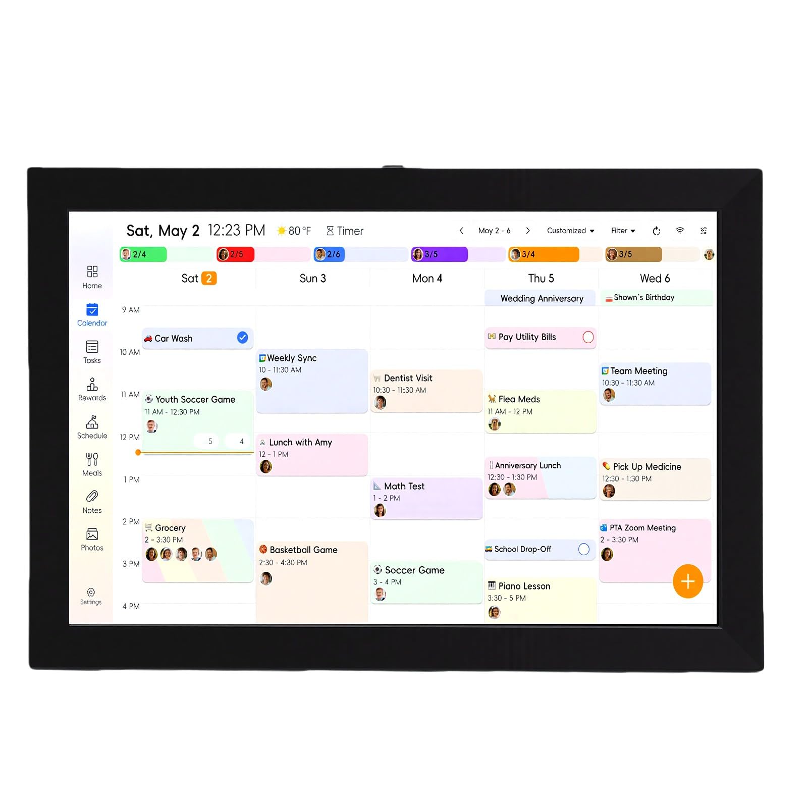 Zunate 10,1-Zoll-Smart-Wandkalender-Touchscreen |Interaktive WiFi-Synchronisierungsanzeige für Familienpläne, Aufgabendiagramm
