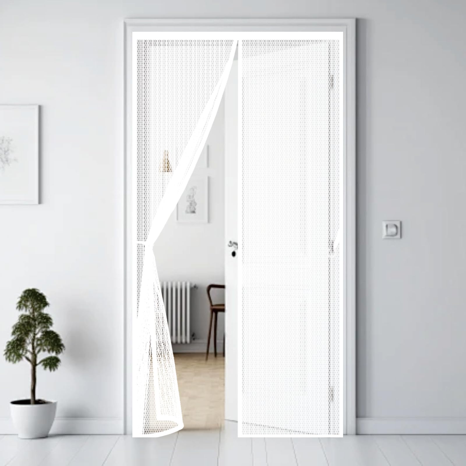 Moustiquaire sans perçage 141x246 cm pour bloquer les mouches et insectes