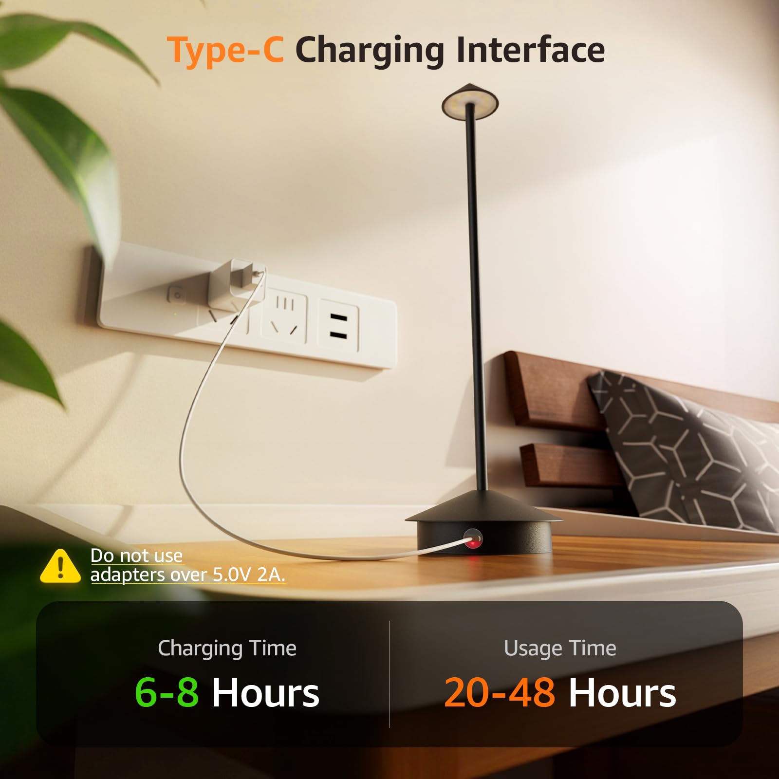 Aoceley Kabellose LED-Tischlampen, 3 W, 6000 mAh, batteriebetriebene Tischleuchte, 3 Farben, stufenloses Dimmen, tragbare Tischlampe, wasserdicht für Restaurant/Innen/Außenbereich, Schwarz, 2 Stück