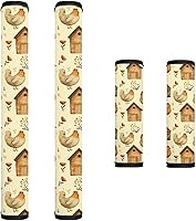 Vista 23 de Decoración de cocina con estampado de flores azules para interiores, 4 accesorios para manijas de puerta, fundas duraderas para manijas