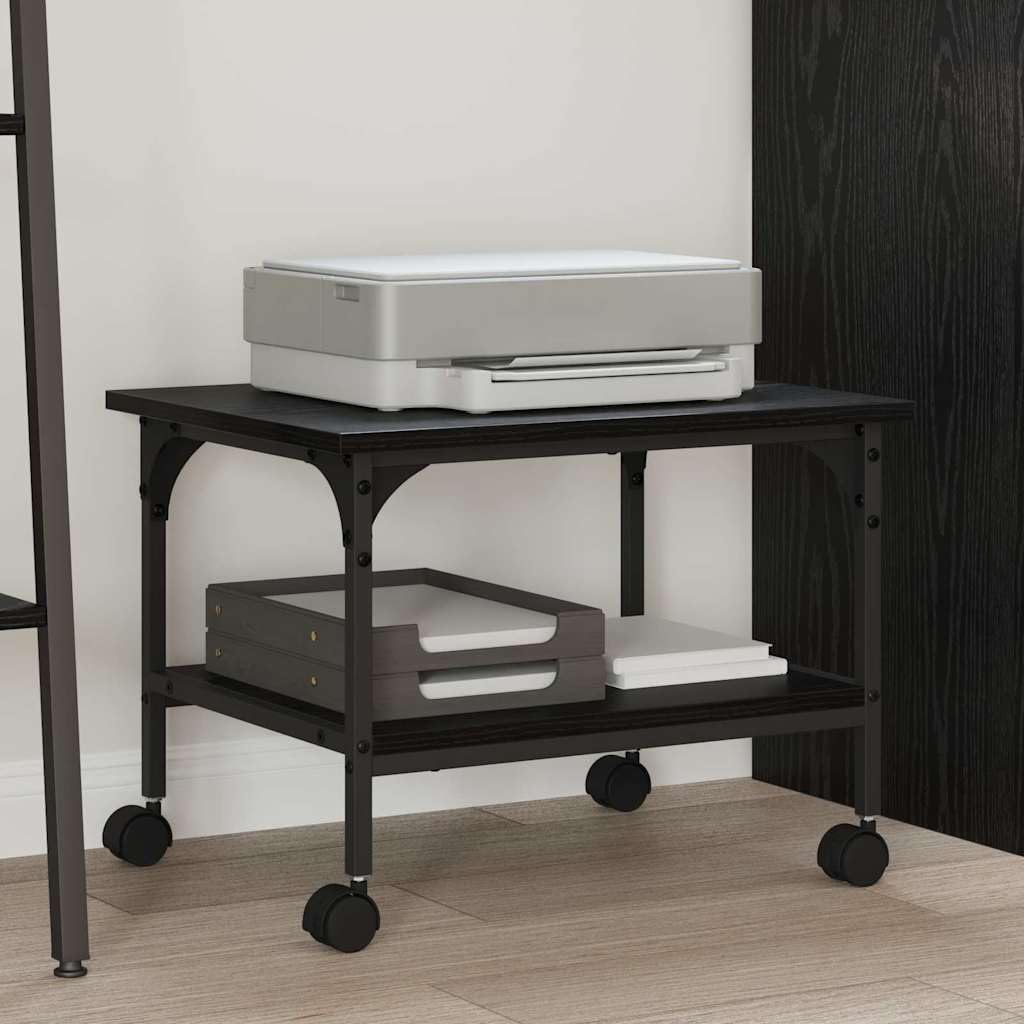 vidaXL Soporte para Impresora Roble Negro 50 x 40 x 38 cm, Amplio Almacenamiento, Base Rectangular para Impresora, Resistente Mueble Urbano de 2 Niveles para organizar tu Espacio