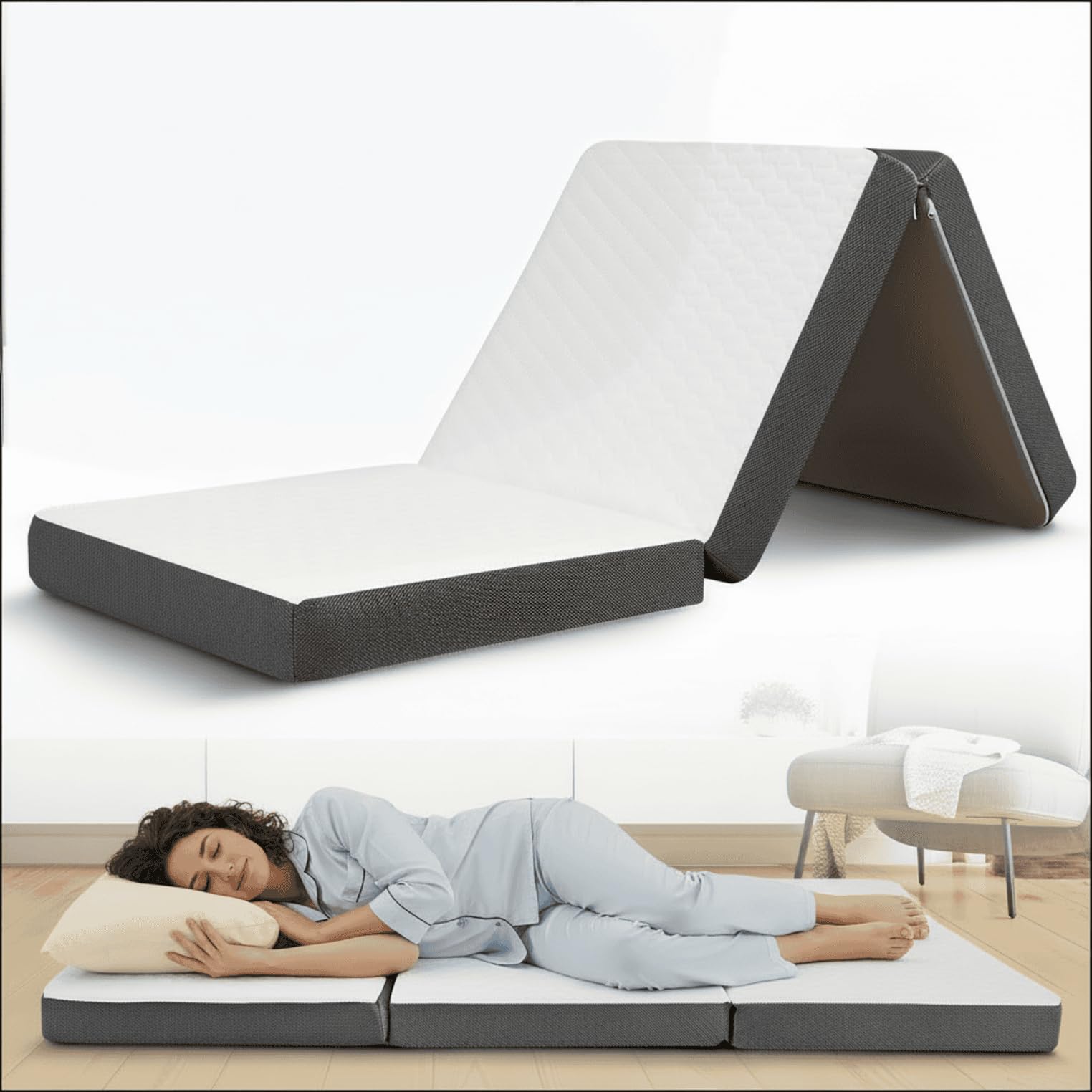 Tri-Fold Foldable Mattress for Floor & Travel | Lightweight, Portable & Compact Sleeping Bed | Ideal for Single & Double Use | Easy Storage & Comfort Support (Single, 72x36x3 Inches)-image-21