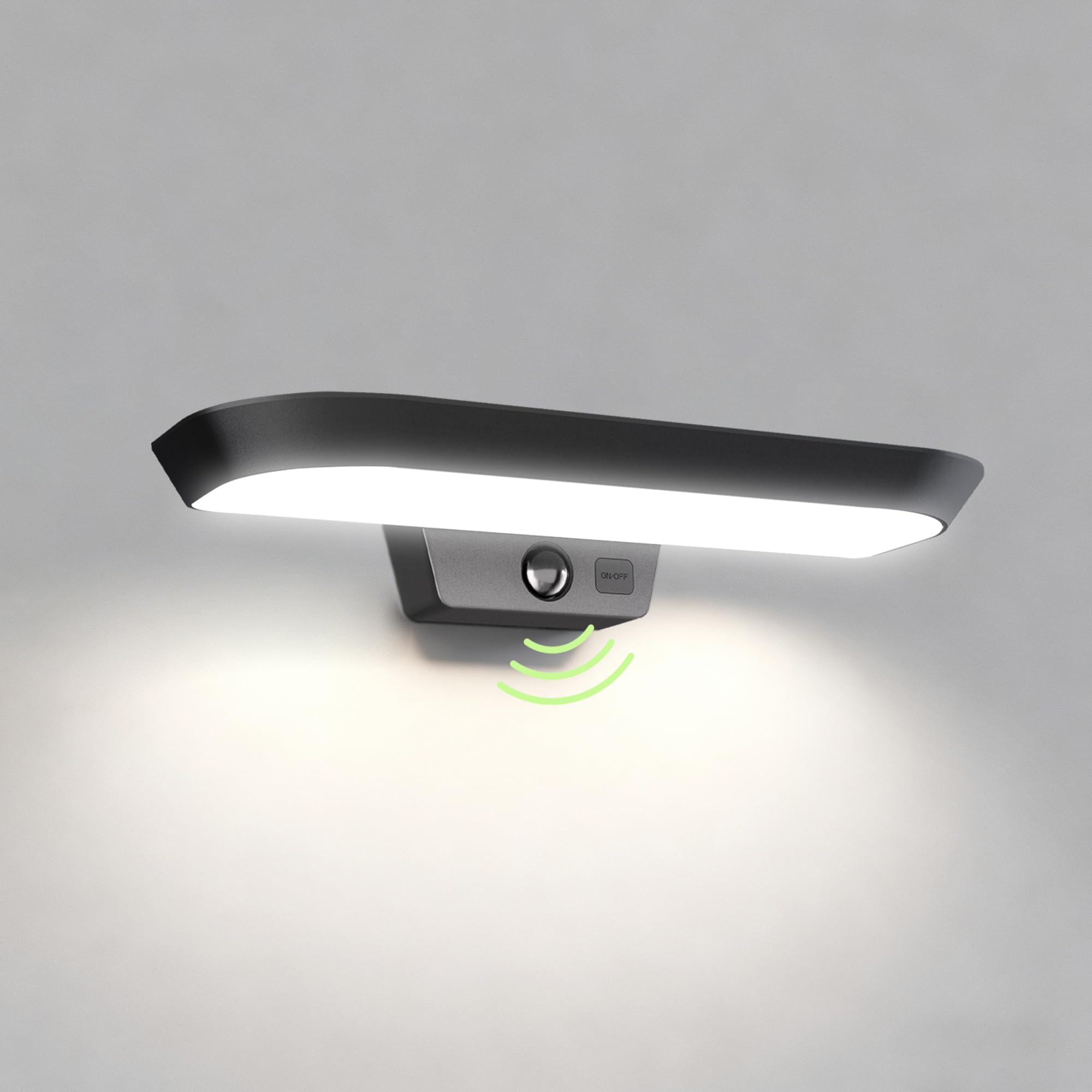 auralab Luz Solar Exterior con Sensor de Movimiento 3 Modos, Luces Solares LED Exterior 4000K, Impermeable IP65 aplique solar exterior para Pared, Puerta, Jardin, Garaje, Blanco Ovalado