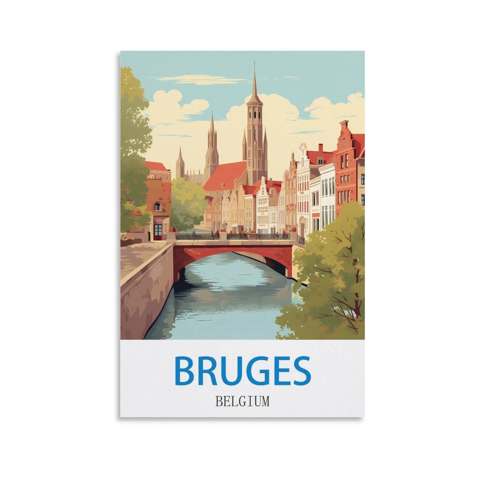 Lnuyitr Unframe-Style Bruges Belgium Vintage Travel Poster 08X12inch(20X30cm) Canvas Art Posters And Wall Art Picture Prints Modern Home Bedroom Decor Posters