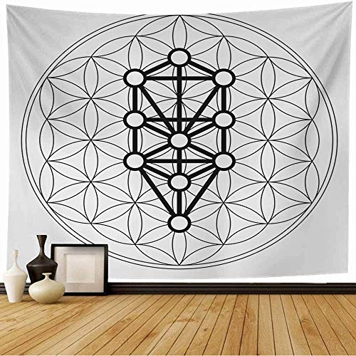 Tapestry Magical Kabbalah 12 Universal Sephiroth On Solids Zen Tree Life Flower Signs Symbols Spiral Symbol Tapestry Wall Hanging Blanket Wall Bedroom Decor 80x60 Inch