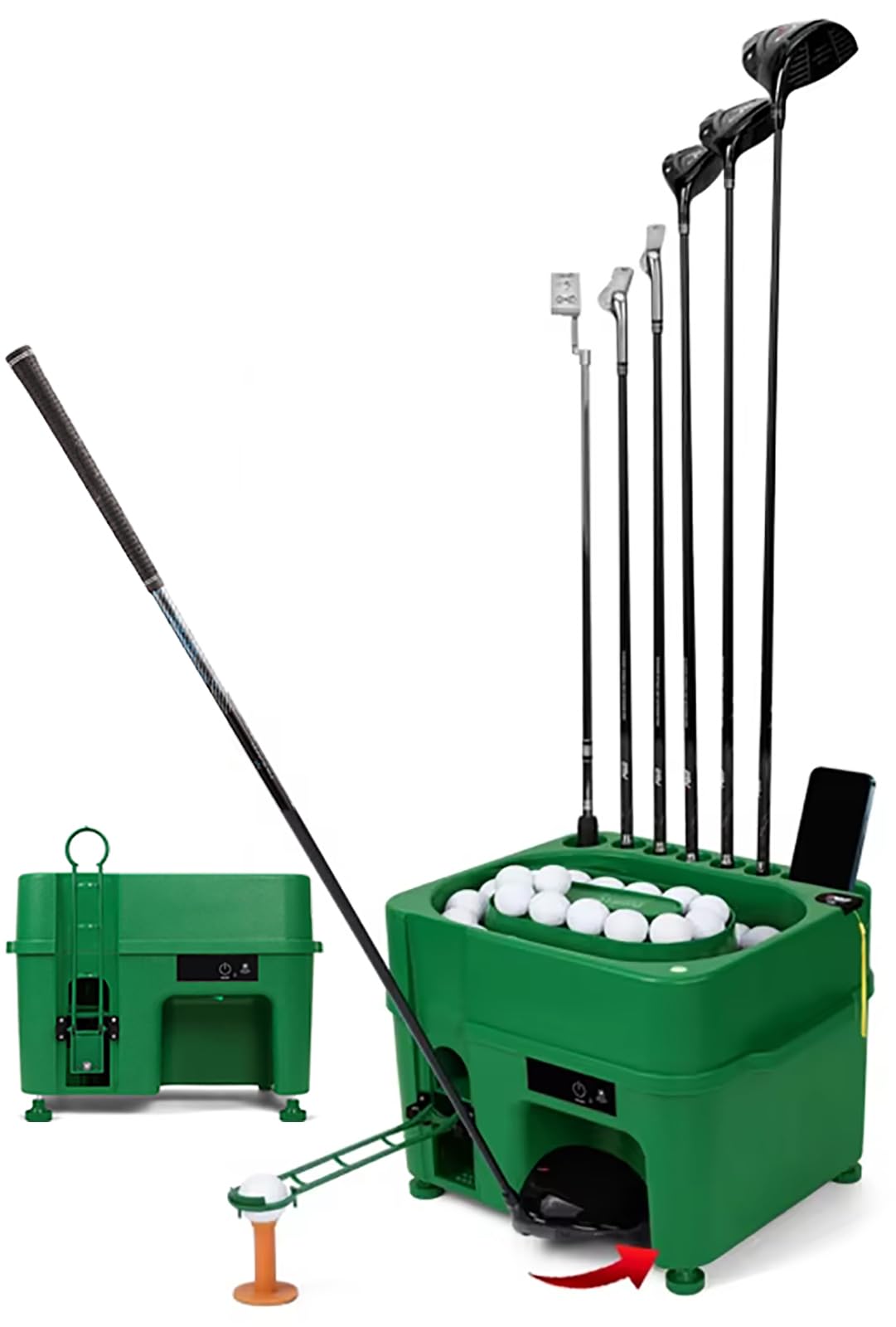Elektrischer Golfballspender – Vollautomatische Abschlagmaschine für Driving Range, hält 40 Bälle, höhenverstellbar, Golfschläger-Organizer, Indoor-Simulator-Trainingswerkzeug