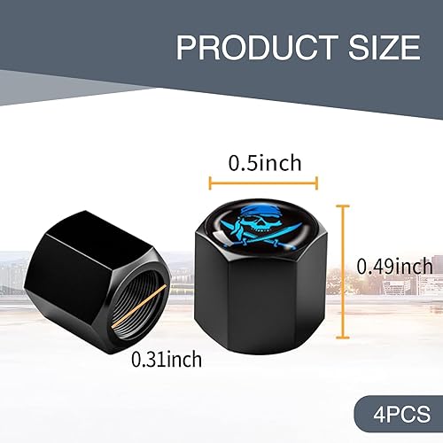 Miniatura 2 de fasebeek 4 fundas para válvulas de neumáticos de automóvil, tapas de sellado impermeables, piezas de neumáticos de calavera, universales para la