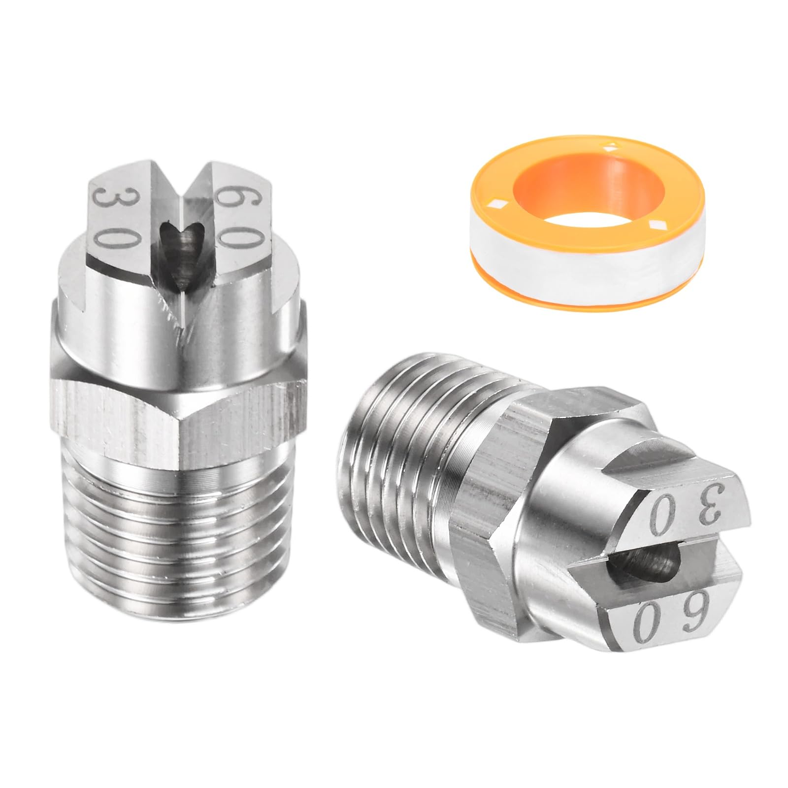TIXIPEM 1/4" BSP Male 60 Degree Flat Fan Spray Tip [3PCS] - Pressure Washer Nozzles Cleaner Nozzle with Sealing Tape Used for Water Guns - [Stainless Steel-3.6MM Orifice]