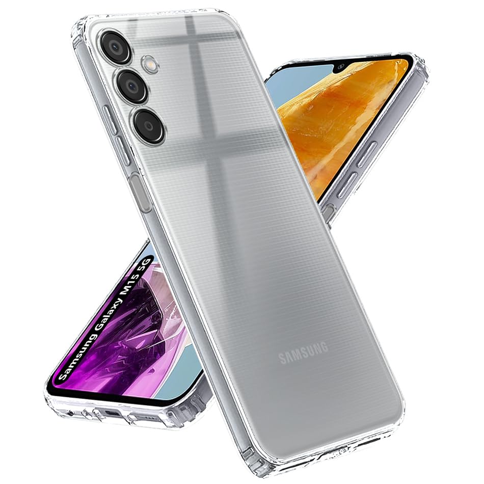Image of Fashionury Crystal Clear Case for Samsung Galaxy M15 5G | Yellowing Resistance | Transparent TPU Silicone | Raised Camera Lips | Slim Transparent Cover