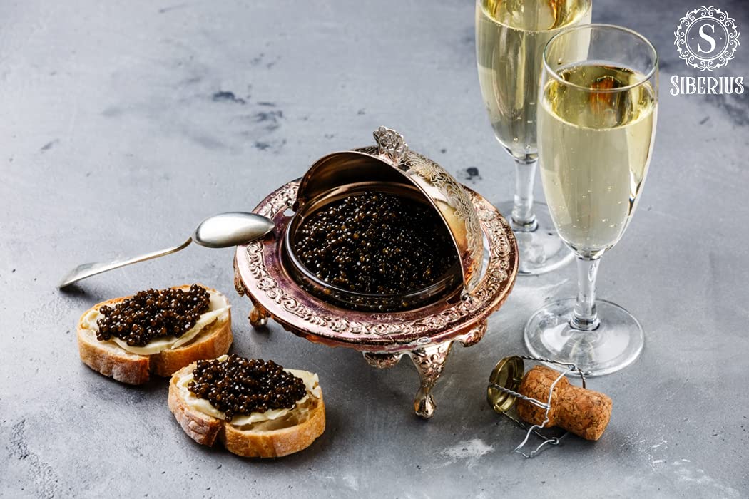 Caviar Imperial de Esturión Blanco 50g | Acipenser trasmontanus | Caviar de pescado | Malossol Caviar | Caviar | Marca - Siberius Caviar | Entrega refrigerada gratuita