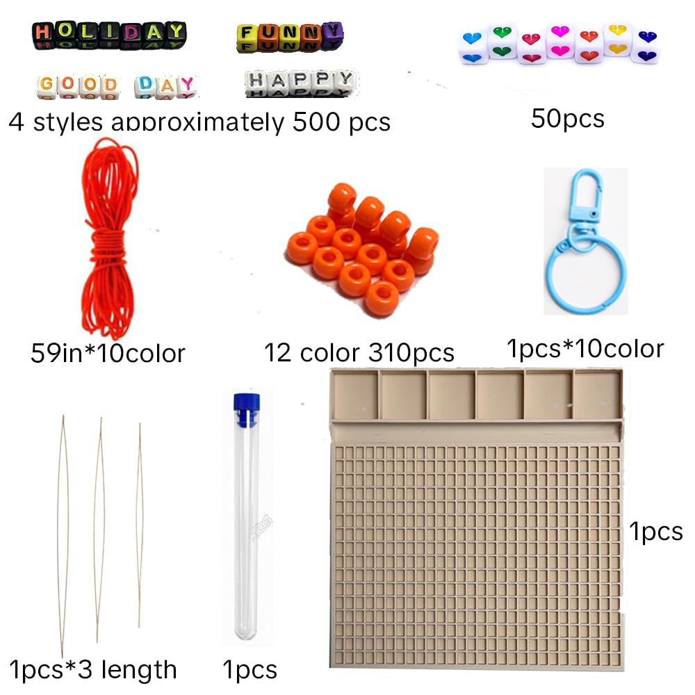 Chihehui Kit per realizzare portachiavi con perline, 880 pezzi, con vassoio