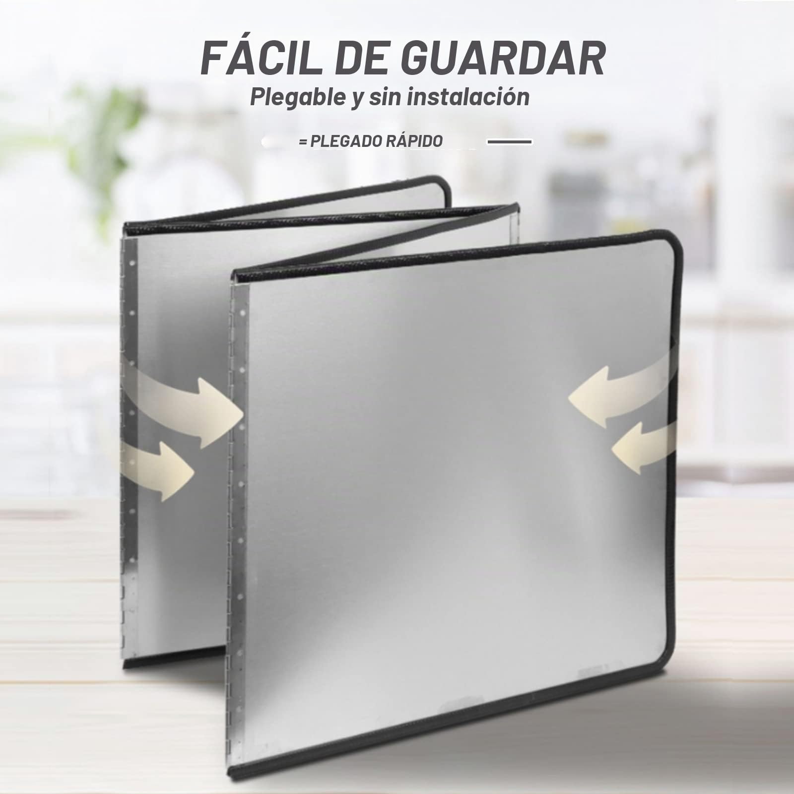Protector antisalpicaduras de cocina, plegable, de acero inoxidable, a prueba de salpicaduras, resistente al calor y al agua, duradero, fácil de limpiar (50 x 50 cm)