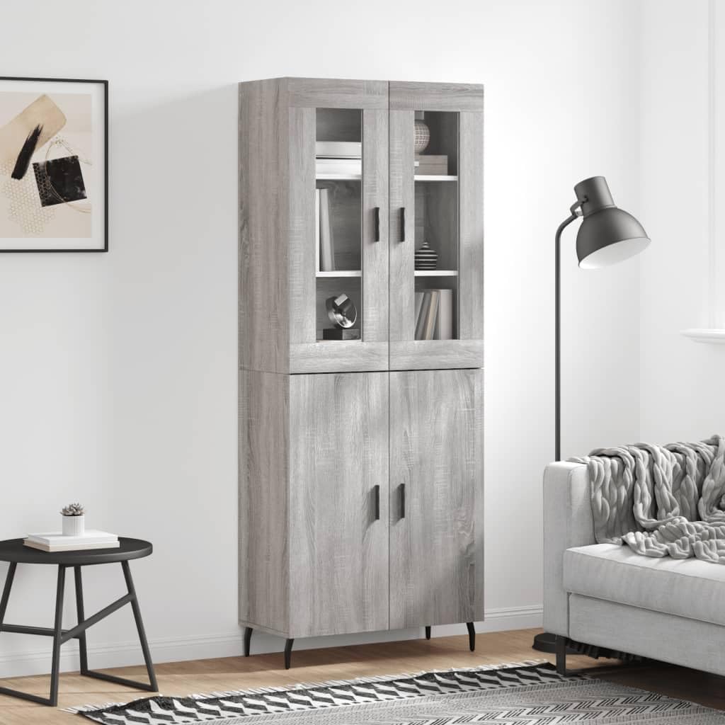 Meuble haut gris sonoma 69,5 x 34 x 180 cm en bois avec portes