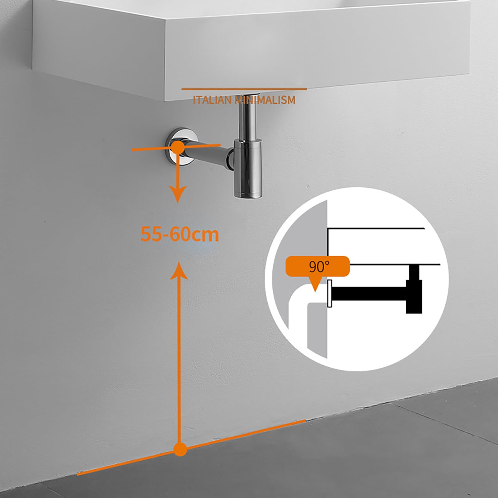 Sifone Lavabo Bagno con Apertura per La Pulizia,Kit Scarico Lavandino Bagno,Anti-Odore & Insetti,Tubo di Prolunga,Altezza Regolabile Sifone Lavandino,Facile da Installare