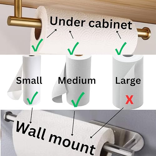 Miniatura 2 de SIREX - Toalleros de papel para debajo del gabinete soporte adhesivo negro para debajo del montaje colgador de pared dorado para colgar debajo del