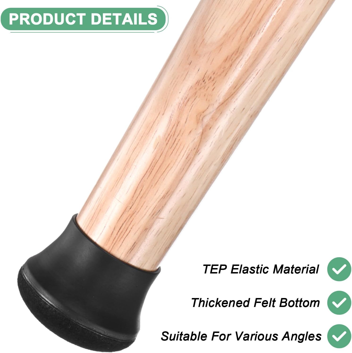 16-Pack Chair Leg Floor Protectors, 0.78"-1" Silicone Cups Round Felt Furniture Pads for Chairs/Tables in Hardwood Floors/Tile Floors, Chair Leg Covers [Black]