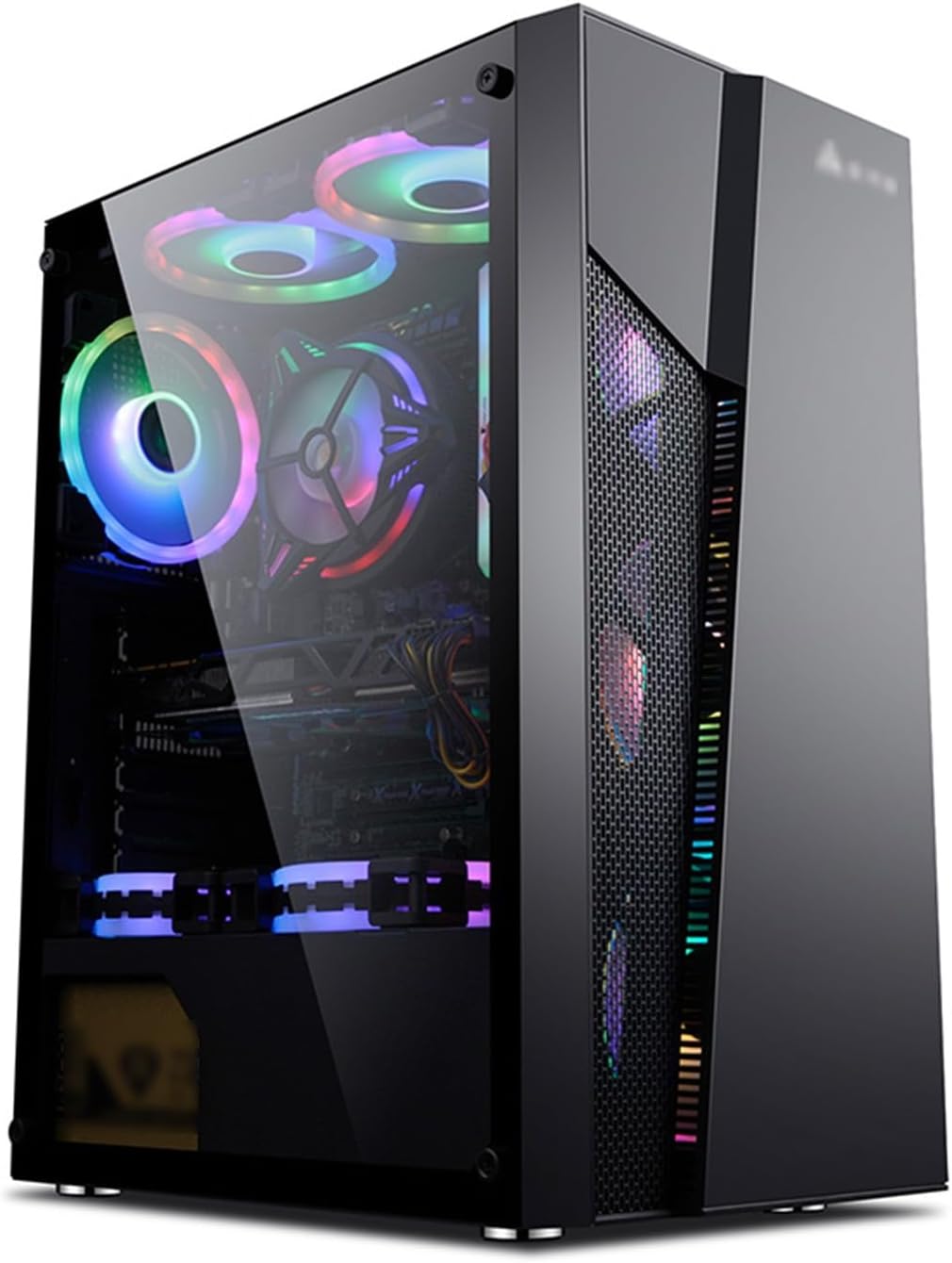 XLTFUC Mid-Tower ATX, Micro-ATX, ITX Computer Case, Dual Tempered Glass Panel, Desktop Computer Case Vertical GPU Bracket RGB Mode