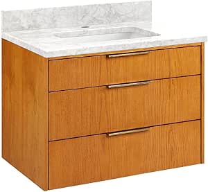 Signature Hardware 483120 DITA 30" Wall Mounted Single Basin Vanity Set with Poplar Cabinet, Granite Vanity Top, and Undermount Sink - Carrara