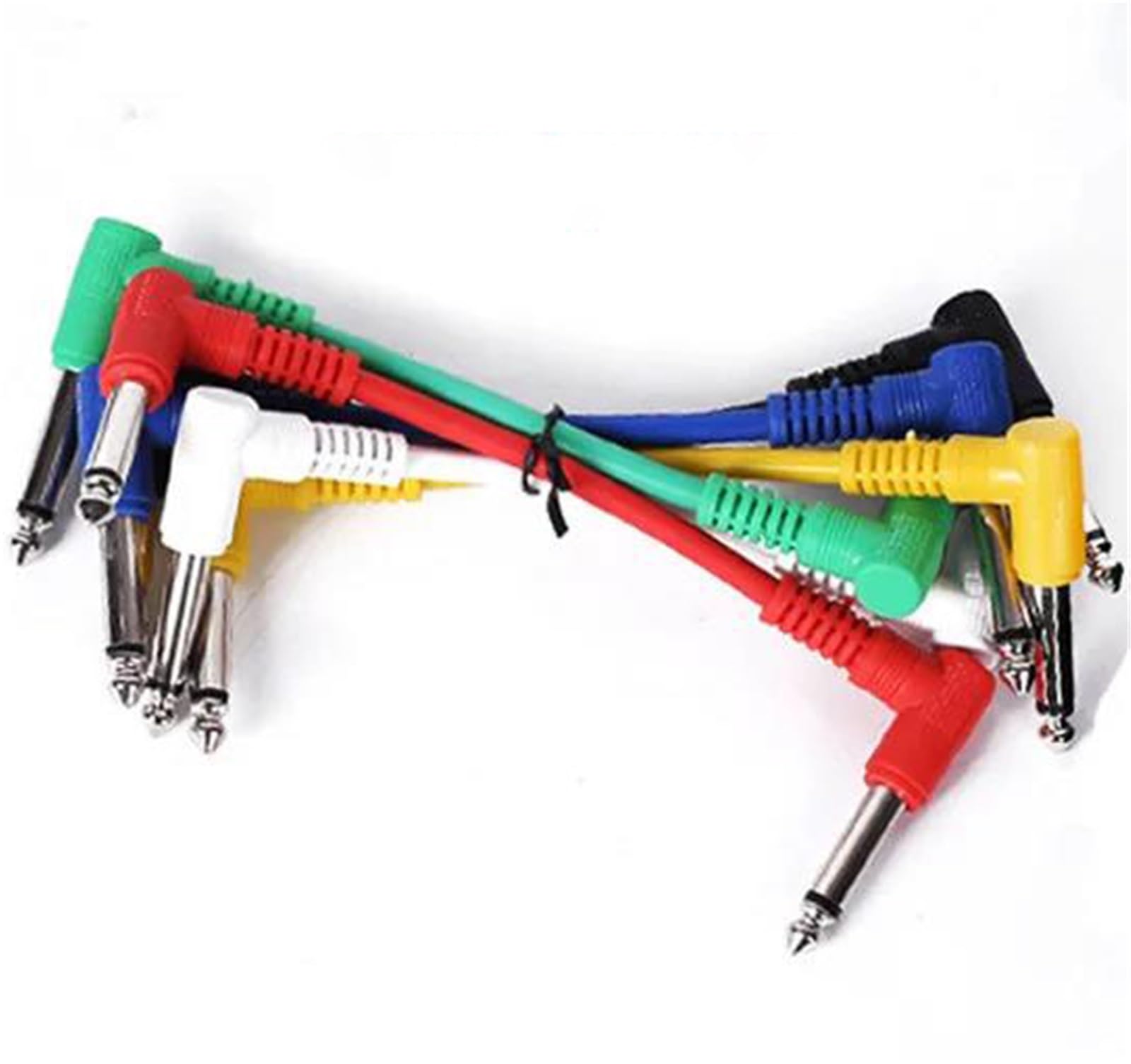 Akustikgitarrenkabel 6er-Pack Gitarren-Effektpedalkabel Geräuscharm Abgeschirmt 1/4 Zoll Rechtwinkliger Stecker