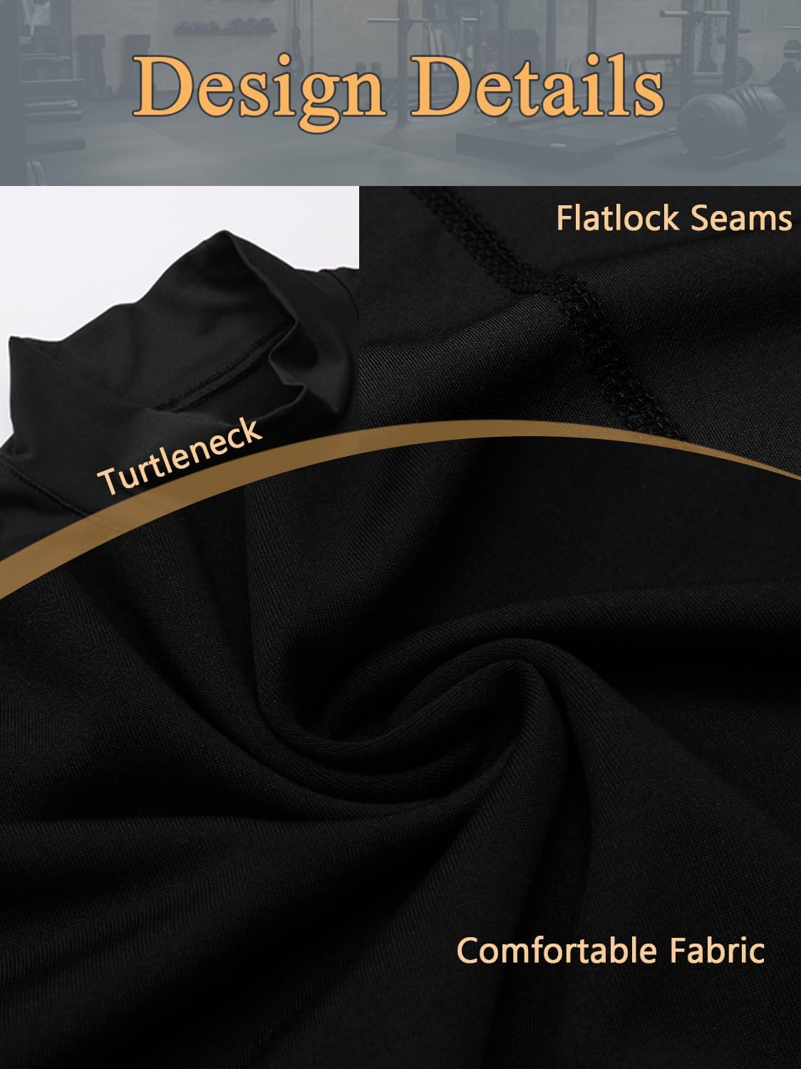 2 Pack Men's Mock Turtleneck Compression Long Sleeve Shirts Workout Athletic Base Layer Running Undershirt Winter Top - Image 3