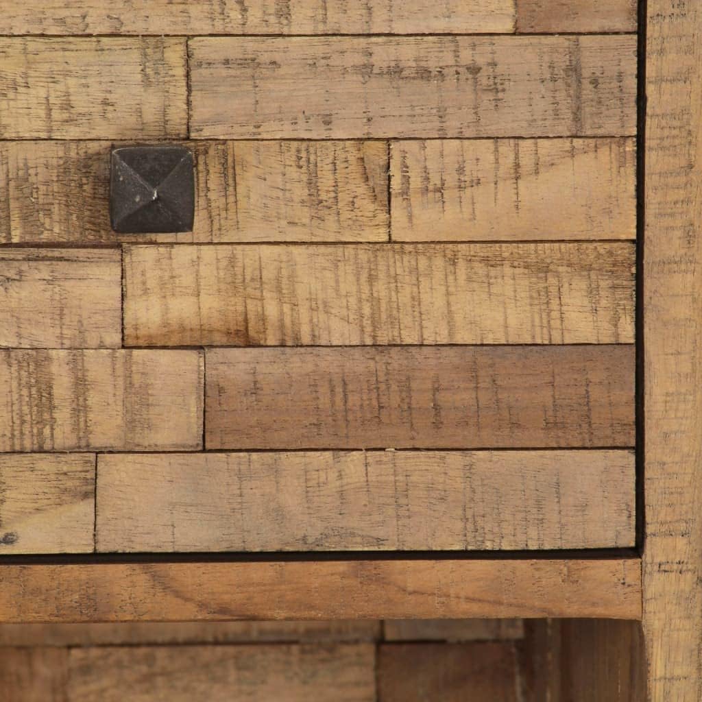 Rustic Industrial Teak Wood Sideboard with Reclaimed Wood Texture and Powder-Coated Steel Frame, Handmade Unique Aesthetic, Sturdy Metal Framework, Generous Storage Capacity,