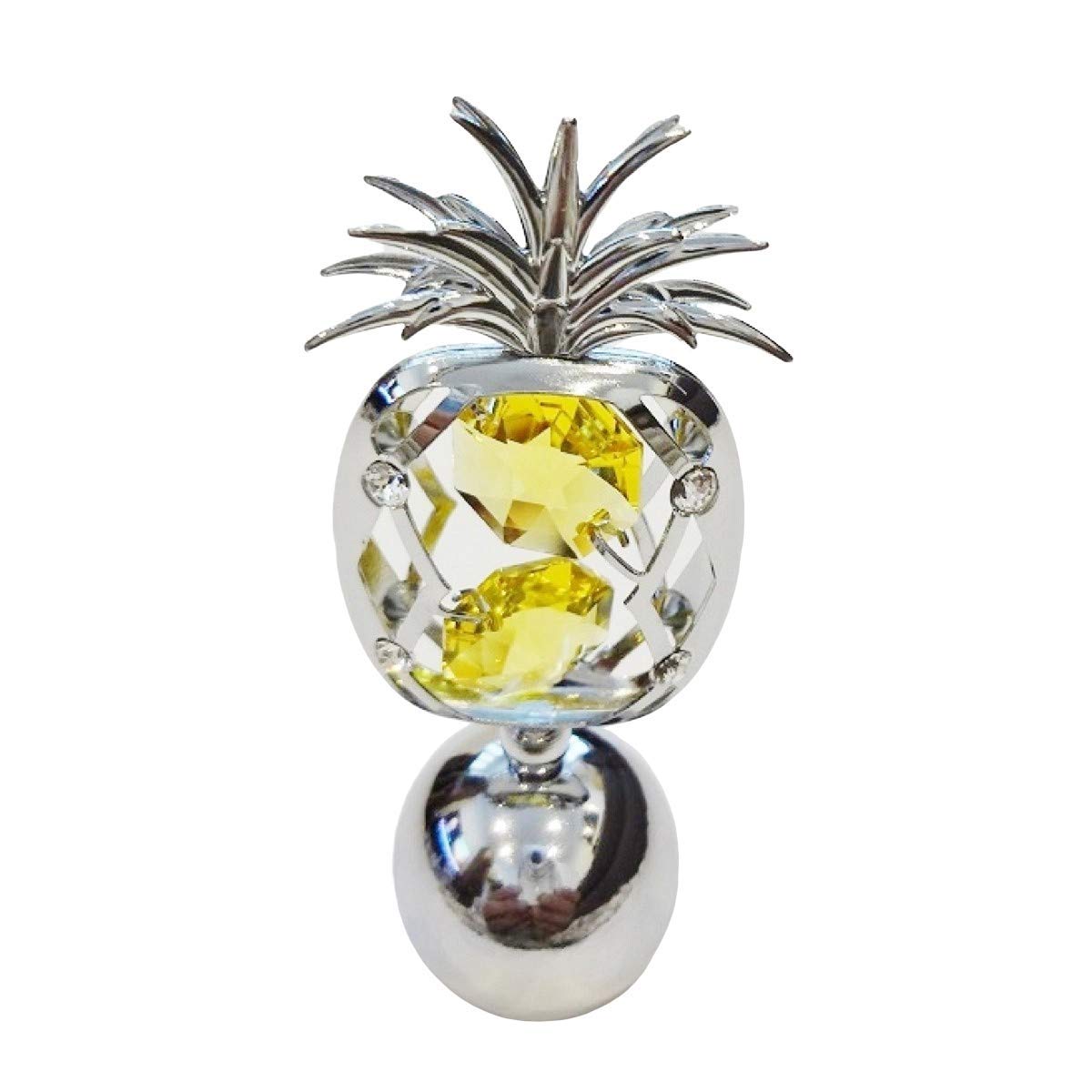 Crystocraft Yellow Pineapple Crystal Ornament With Swarovski Elements Gift Boxed Crystals Silver Chrome Plated Fruit Perfect Keepsake Collectors Gift Figurine