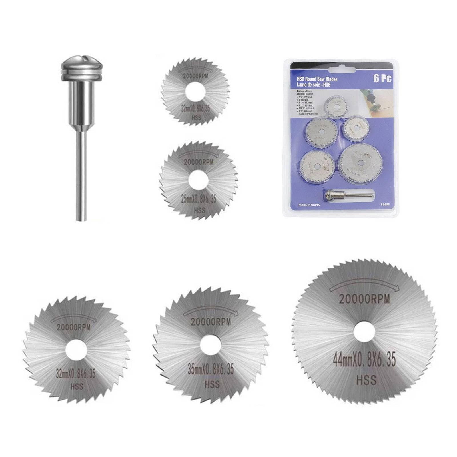 Set 7 Lame HSS Per Sega Circolare - Per Legno, Plastica, Metalli, Con Prolunga Da 1/8&rdquo;