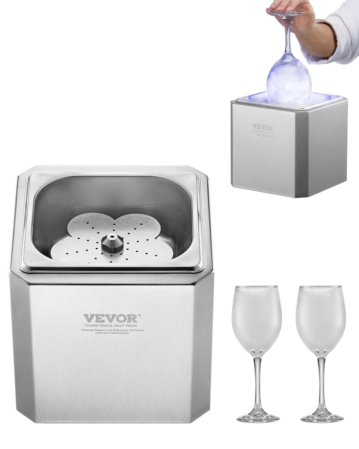 VEVOR Glasfroste Kühler Bierglasfroster, 8–10 Sekunden/Tasse mit LED-Licht, sofortiger Glaskühler für Wein Mixgetränke Saft, Glas Tasse Froster ideal für Bar Restaurant Küche