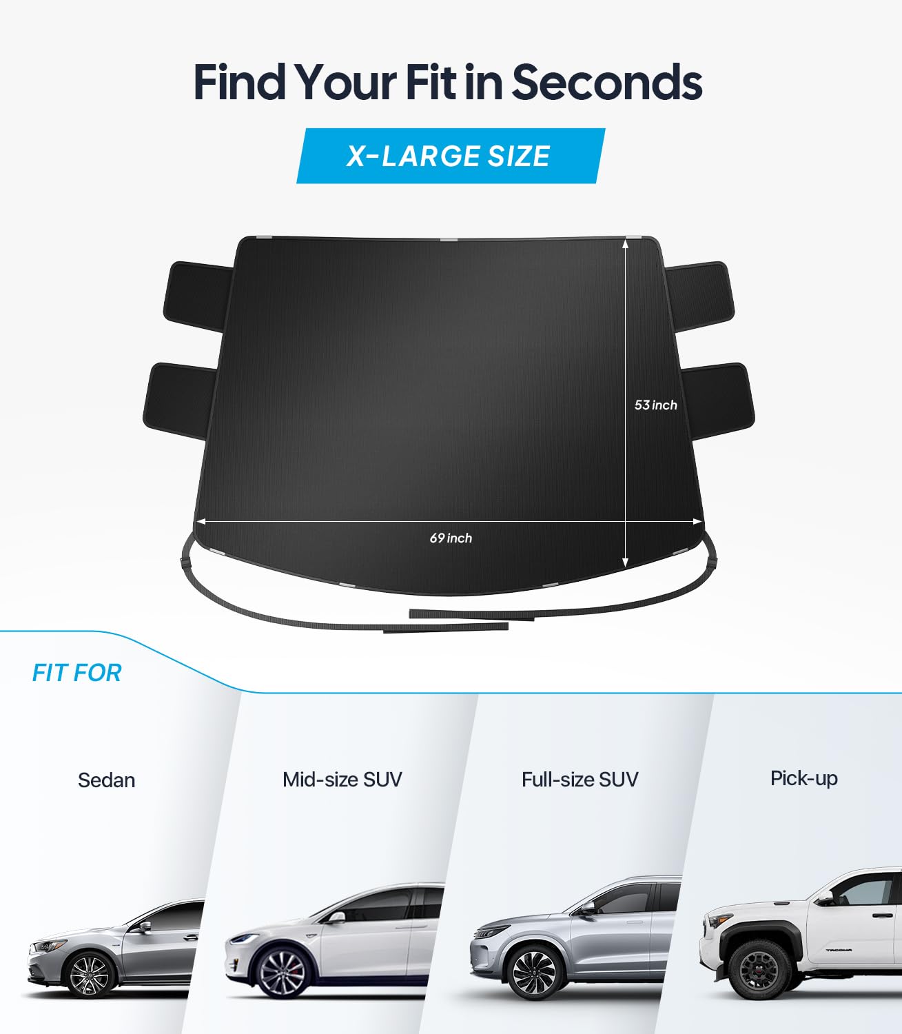 Wigoo 2026 Upgrade Car Windshield Cover for Ice and Snow Windshield Snow Cover for Winter Snow Frost 600D — view 5