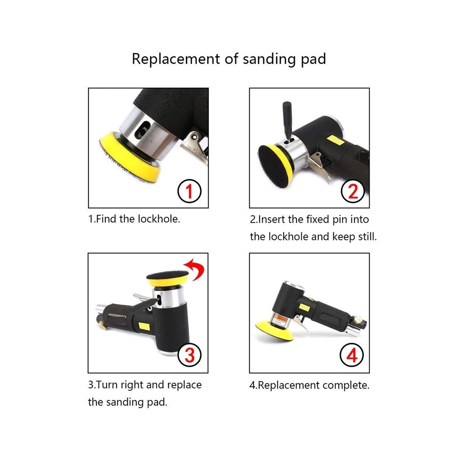 Mini lijadora de aire de 2 "/3", pulidora neumática de doble acción, máquina pulidora, Kit de lijado for acabado de superficie de carrocería automática - Velocidad ajustable(Black Air Sander)