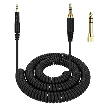 ATH-M50x Audio Cable Replacement Coiled Aux Cord Compatible with Audio Technica ATH-M50x / ATH-M40x / ATH-M70x / ATH-M60X Headphones, with 6.35mm1/4" Adapter