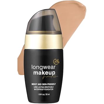 30ml Lightweight Liquid Foundation for Women Full Coverage Natural Finish Long Wear Oil Free Non Greasy Moisturizing Waterproof Daily Makeup Type 6 One Size