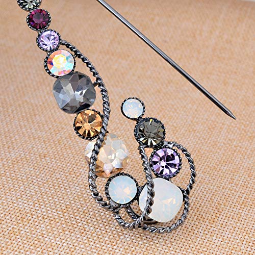 Image of 4.1 inch Vintage Rhinestone Crystal Flower Large Safety Pins Brooch Cardigan Scarf Sweater