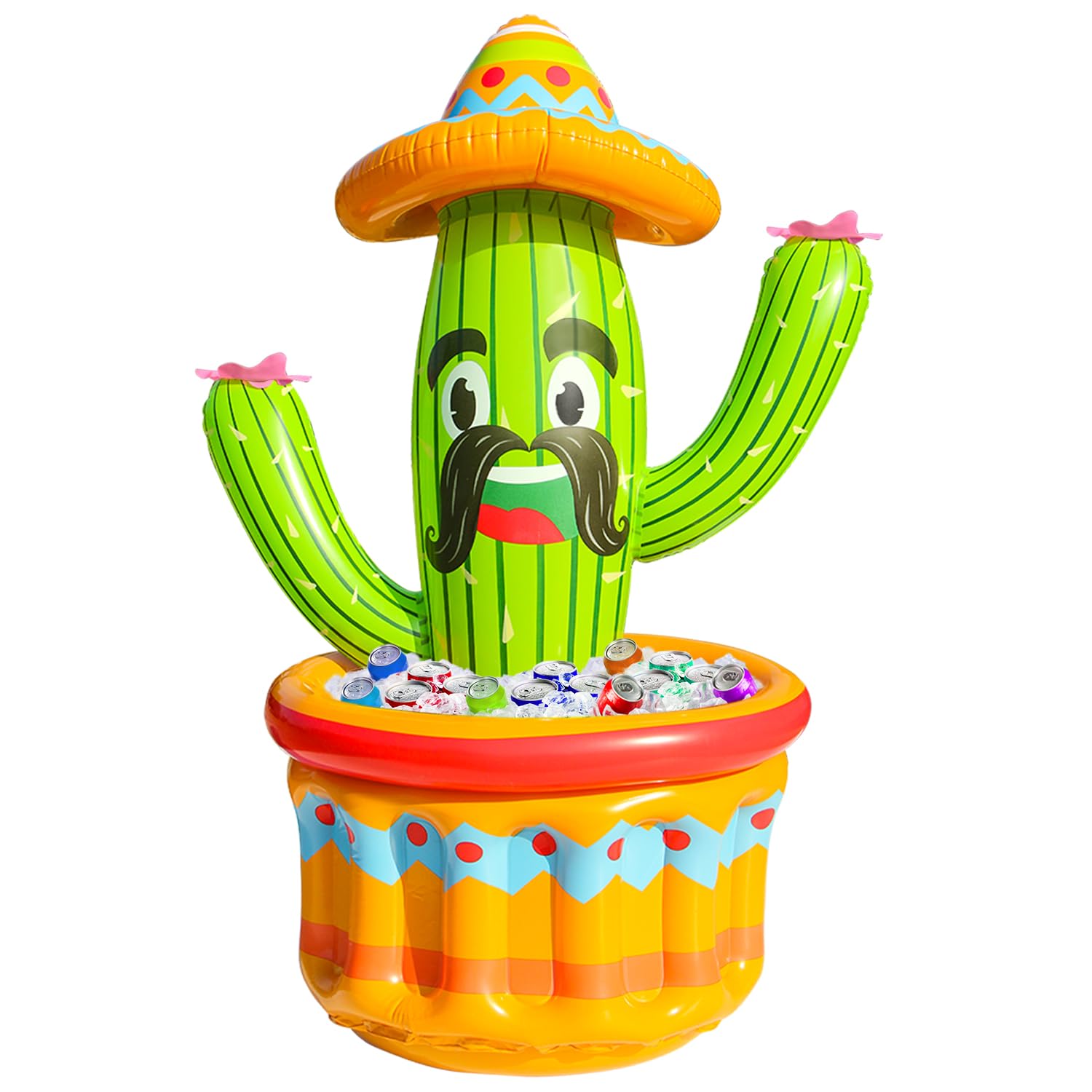 PARENTSWELL 47.5'' Inflatable Cactus Cooler, Inflatable Drink Cooler for Summer Fiesta Parties, Blow Up Ice Bucket Cinco De Mayo Pool Party Supplies