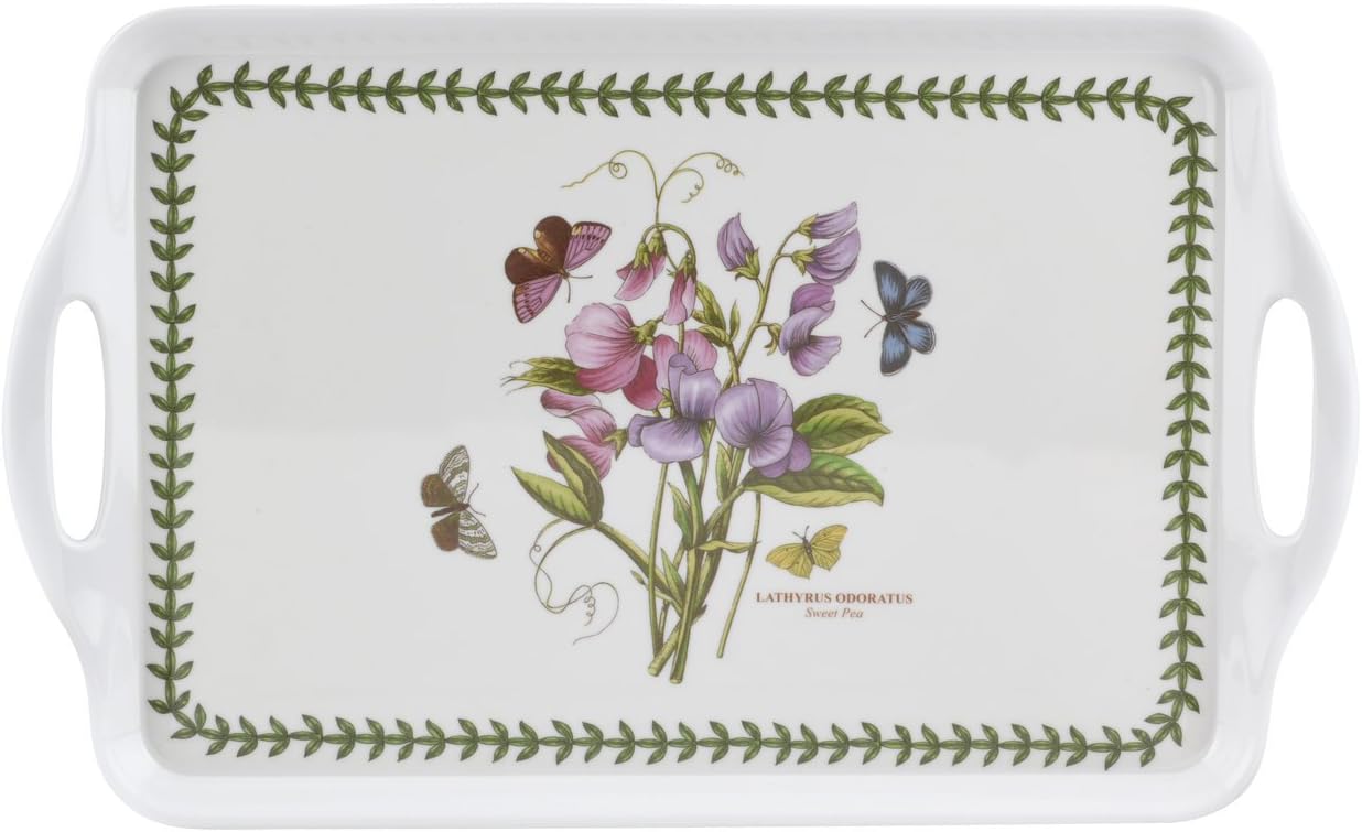Portmeirion Home & Gifts Sweet Pea Handled Tray, Porcelain, Multi-Colour, 39 x 24 x 2.5 cm