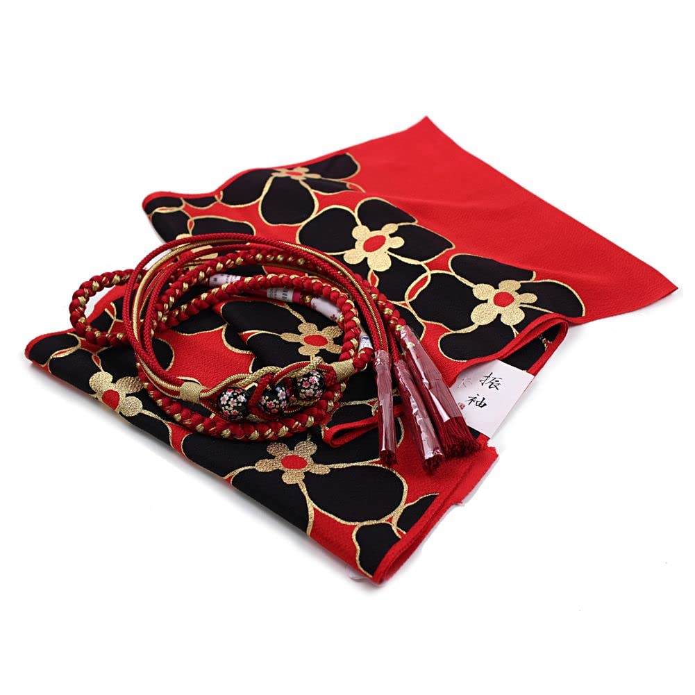 Amazon | [楽市きもの館] 振袖用 帯締め帯揚げセット 赤 20147233