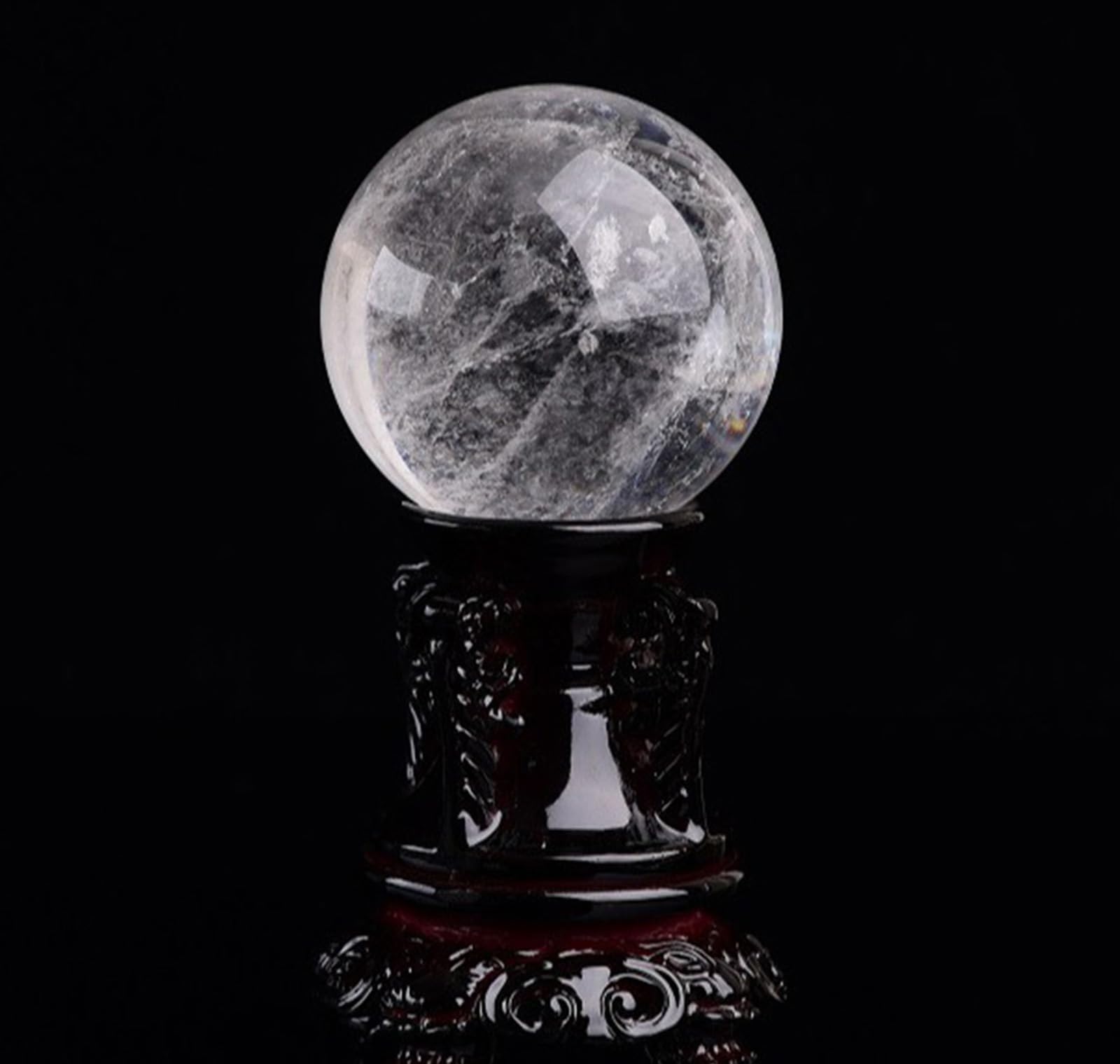 ICXLPMC Clear Quartz Crystal Ball with Stand,Real Sphere Polished Feng Shui for Home Office Lucky Decor Gifts,15cm/5.9in