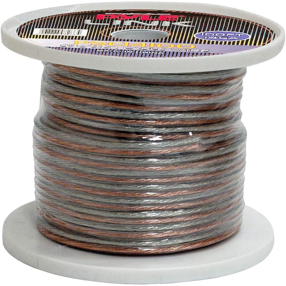 Pyle 100ft 14 Gauge Speaker Wire - Copper Cable in Spool for Connecting Audio Stereo to Amplifier, Surround Sound System, TV Home Theater and Car Stereo - Pyle PSC14100