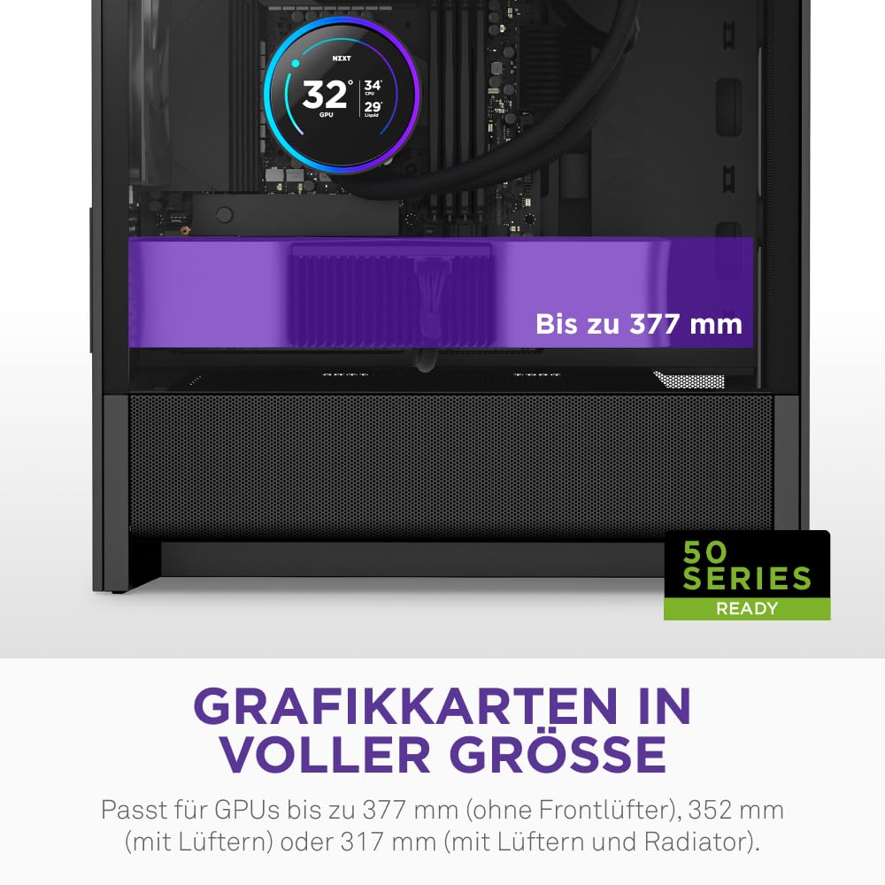 NZXT H3 Flow – Micro-ATX PC-Gehäuse nur für mATX & Mini-ITX Mainboards – Optimierter Luftstrom – Inklusive 1 x 120mm Lüfter hinten – Unterstützt Full-Size-GPUs – Schwarz
