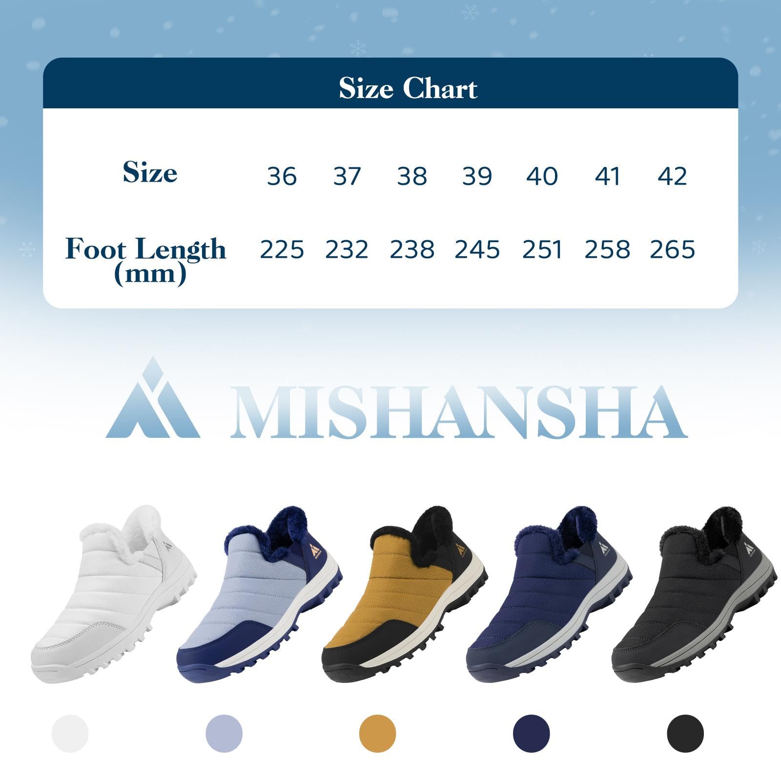 Mishansha Scarpe Invernali da Donna Foderate Antiscivolo Stivali da Neve, Taglie 36-42