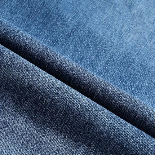 THUNDER STAR Womens High Waisted Wide Leg Jeans Stretchy Distressed Denim Pants Blue M