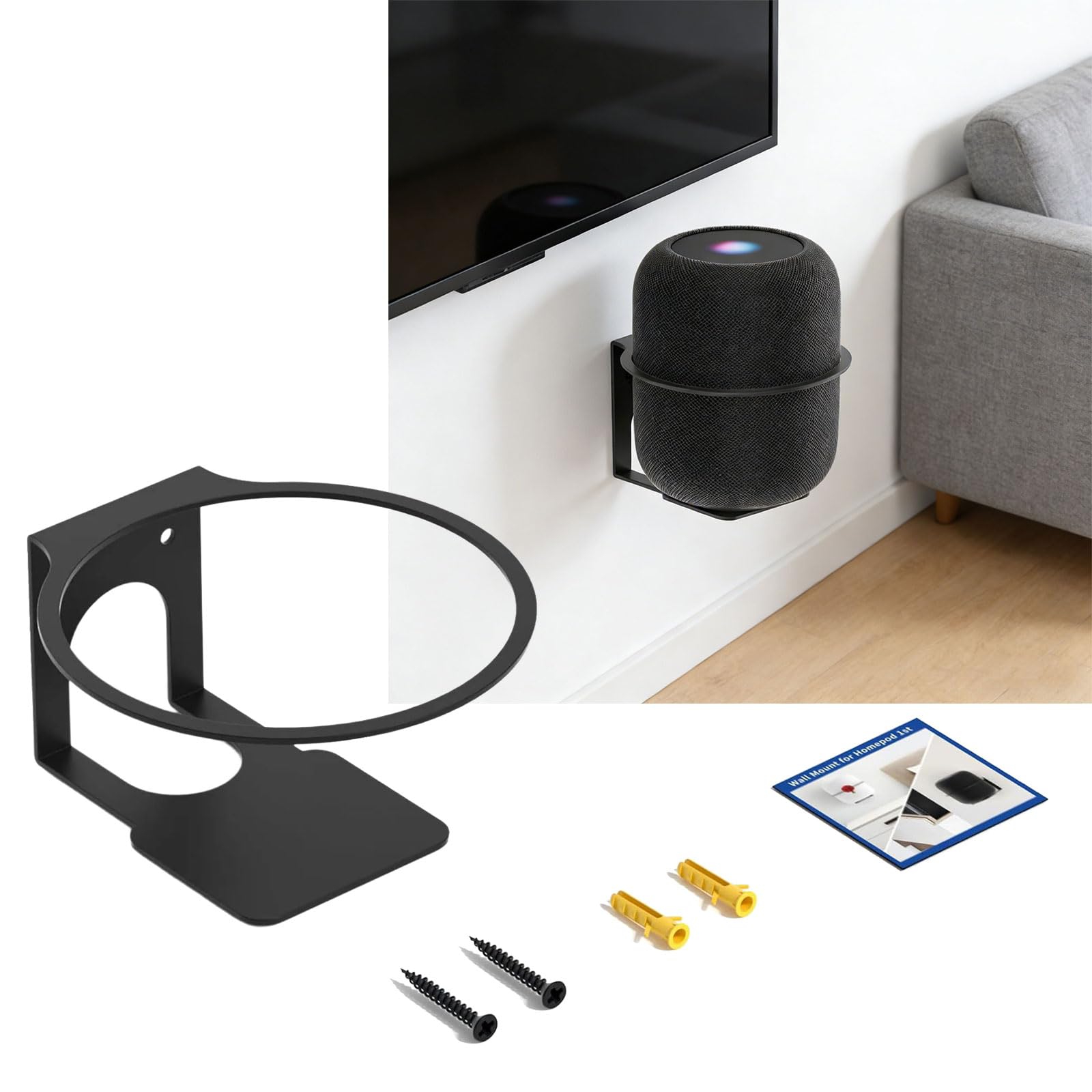 Soporte universal de pared para caja de sonido con configuración y aspecto elegante, opción de acabado blanco o negro
